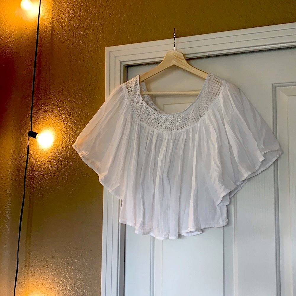 Beautiful white Lucky crop top with lace